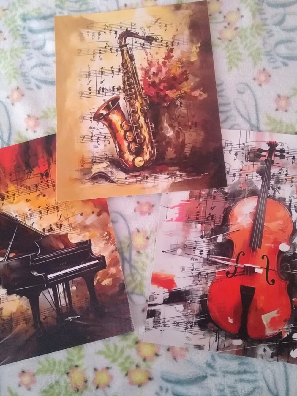 Music Themed Wall Art (Vintage Look) - Piano, Saxophone, Violin
